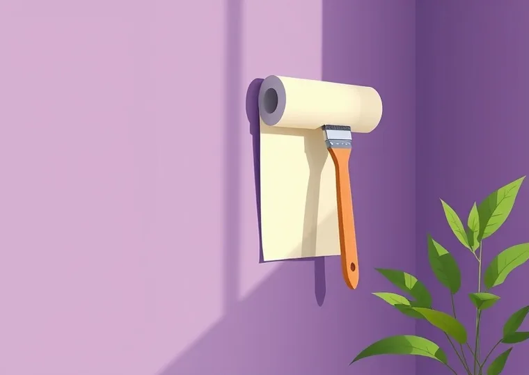 Pose de papier peint, rouleau et brosse à maroufler